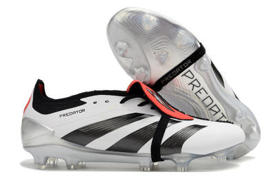 Men's Adidas Predator Elite Foldover Tongue FG Firm Ground Low-Tops Football Boots - White/Black/Red