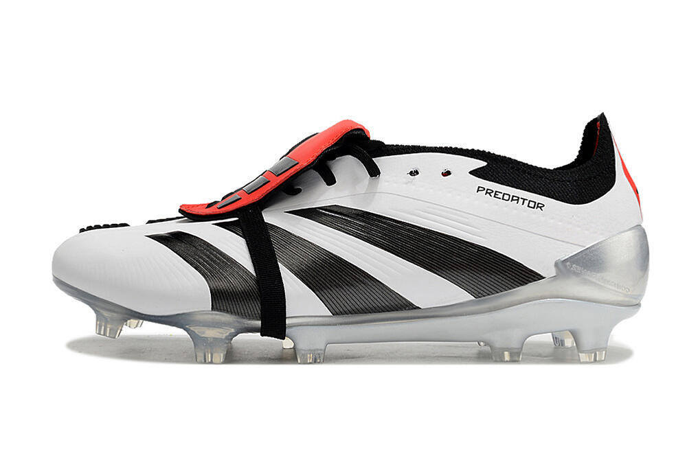 Men's Adidas Predator Elite Foldover Tongue FG Firm Ground Low-Tops Football Boots - White/Black/Red 0