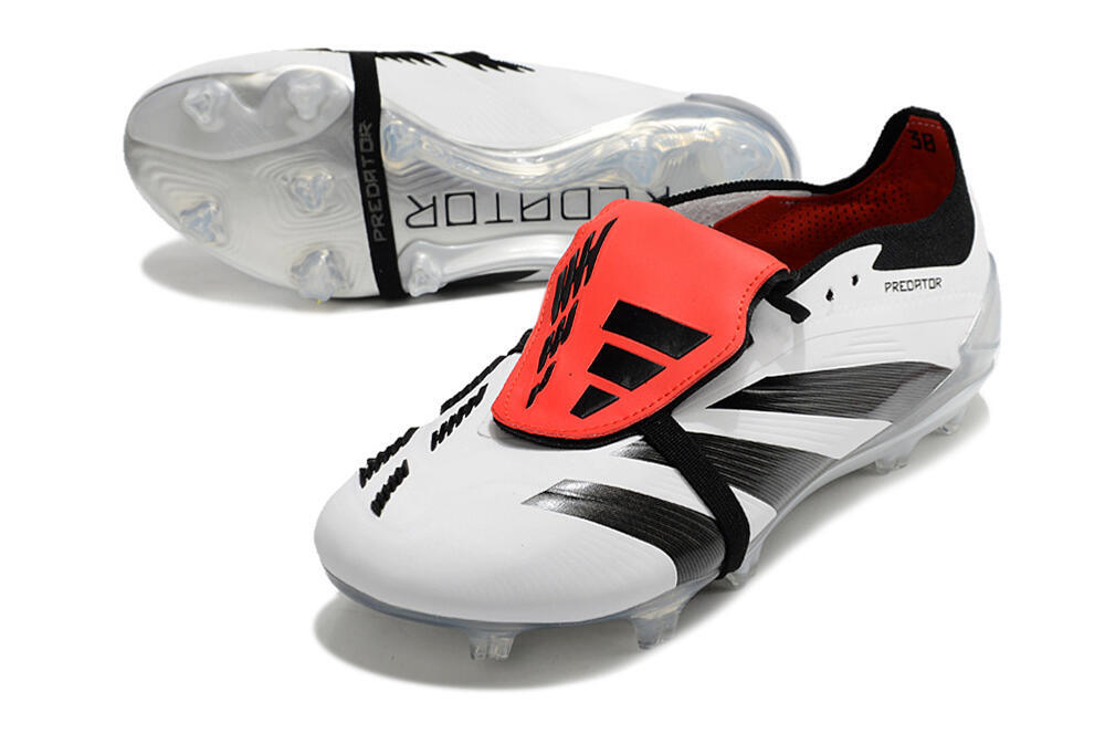 Men's Adidas Predator Elite Foldover Tongue FG Firm Ground Low-Tops Football Boots - White/Black/Red 3