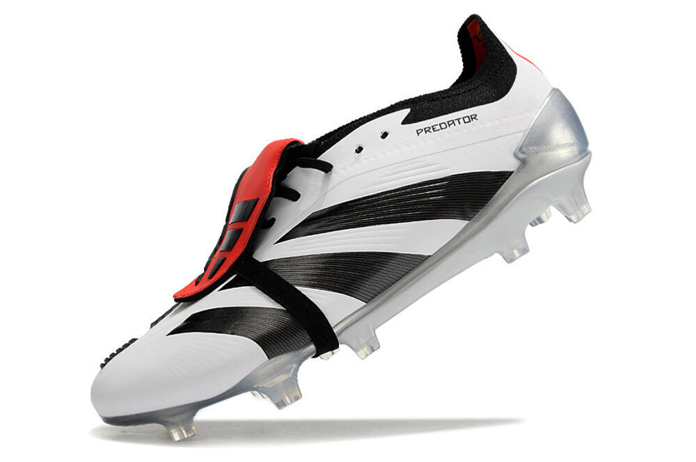 Men's Adidas Predator Elite Foldover Tongue FG Firm Ground Low-Tops Football Boots - White/Black/Red 5