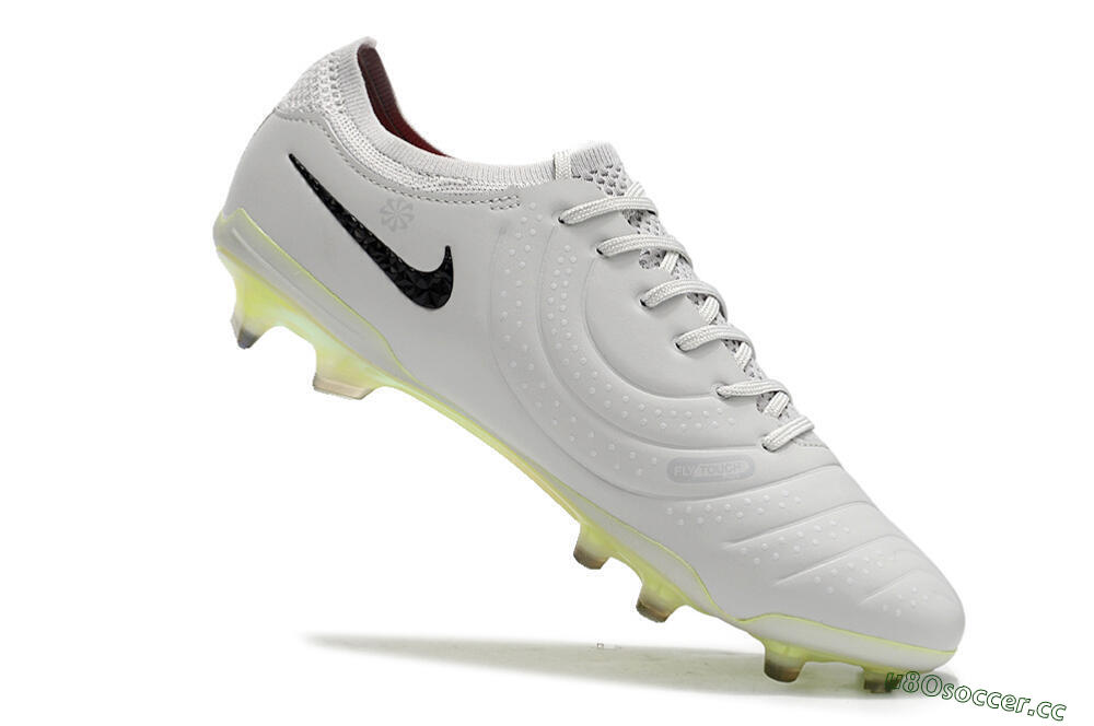 Men's Nike Tiempo Legend 10 Elite FG Firm Ground Low-Tops Football Boots - Grey/Black/Yellow 4