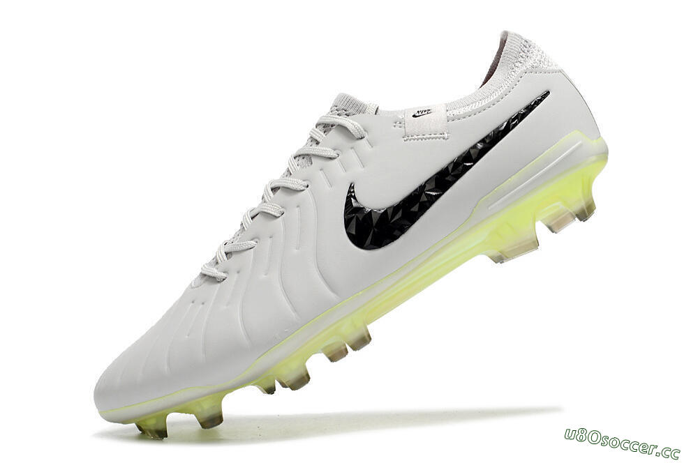 Men's Nike Tiempo Legend 10 Elite FG Firm Ground Low-Tops Football Boots - Grey/Black/Yellow 5