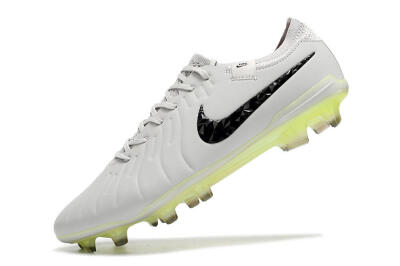 Men's Nike Tiempo Legend 10 Elite FG Firm Ground Low-Tops Football Boots - Grey/Black/Yellow