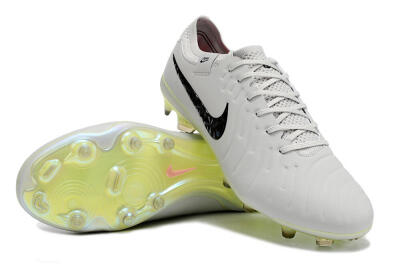 Men's Nike Tiempo Legend 10 Elite FG Firm Ground Low-Tops Football Boots - Grey/Black/Yellow