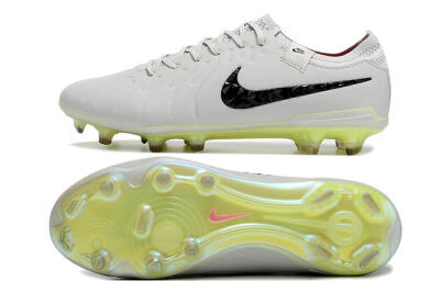 Men's Nike Tiempo Legend 10 Elite FG Firm Ground Low-Tops Football Boots - Grey/Black/Yellow