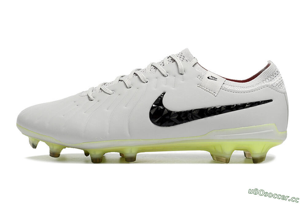 Men's Nike Tiempo Legend 10 Elite FG Firm Ground Low-Tops Football Boots - Grey/Black/Yellow 0