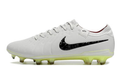 Men's Nike Tiempo Legend 10 Elite FG Firm Ground Low-Tops Football Boots - Grey/Black/Yellow