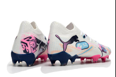 Men's Puma Future Ultimate FG Firm Ground Low-Tops Football Boots - White/Blue/Black/Pink