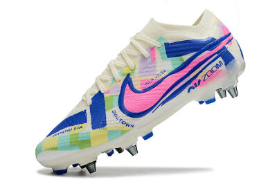 Men's Nike Air Zoom Mercurial Vapor 15 Elite SG Soft Ground Low-Tops Football Boots - White/Blue/Pink