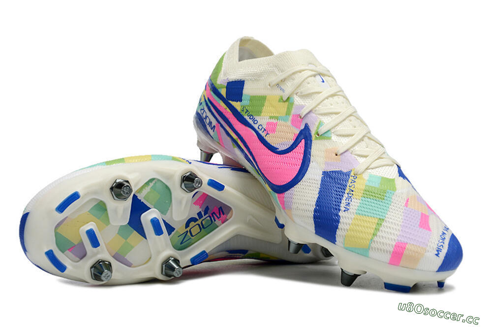 Men's Nike Air Zoom Mercurial Vapor 15 Elite SG Soft Ground Low-Tops Football Boots - White/Blue/Pink 3