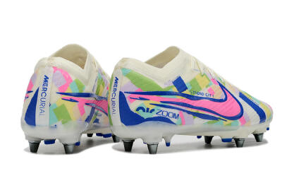 Men's Nike Air Zoom Mercurial Vapor 15 Elite SG Soft Ground Low-Tops Football Boots - White/Blue/Pink