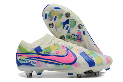 Men's Nike Air Zoom Mercurial Vapor 15 Elite SG Soft Ground Low-Tops Football Boots - White/Blue/Pink