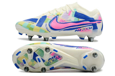 Men's Nike Air Zoom Mercurial Vapor 15 Elite SG Soft Ground Low-Tops Football Boots - White/Blue/Pink