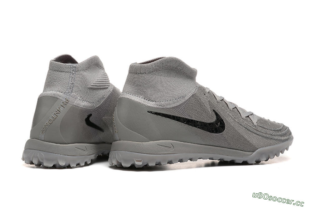 Men's Nike Phantom Luna Elite TF Artificial Turf High-Tops Football Shoes - Grey/Black 9