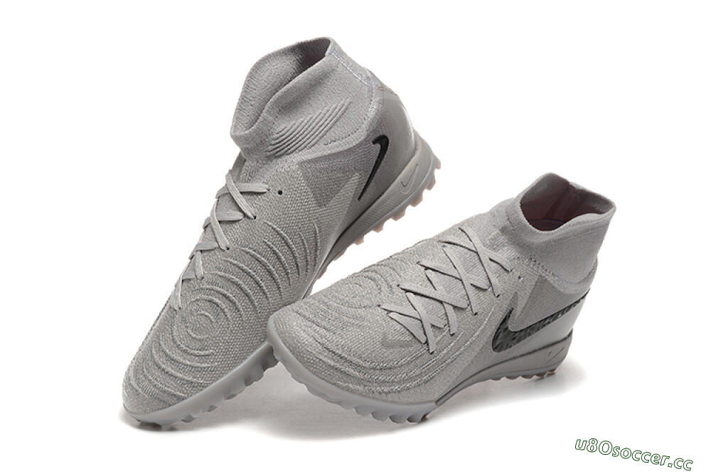 Men's Nike Phantom Luna Elite TF Artificial Turf High-Tops Football Shoes - Grey/Black 6