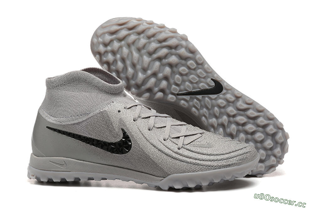 Men's Nike Phantom Luna Elite TF Artificial Turf High-Tops Football Shoes - Grey/Black 2