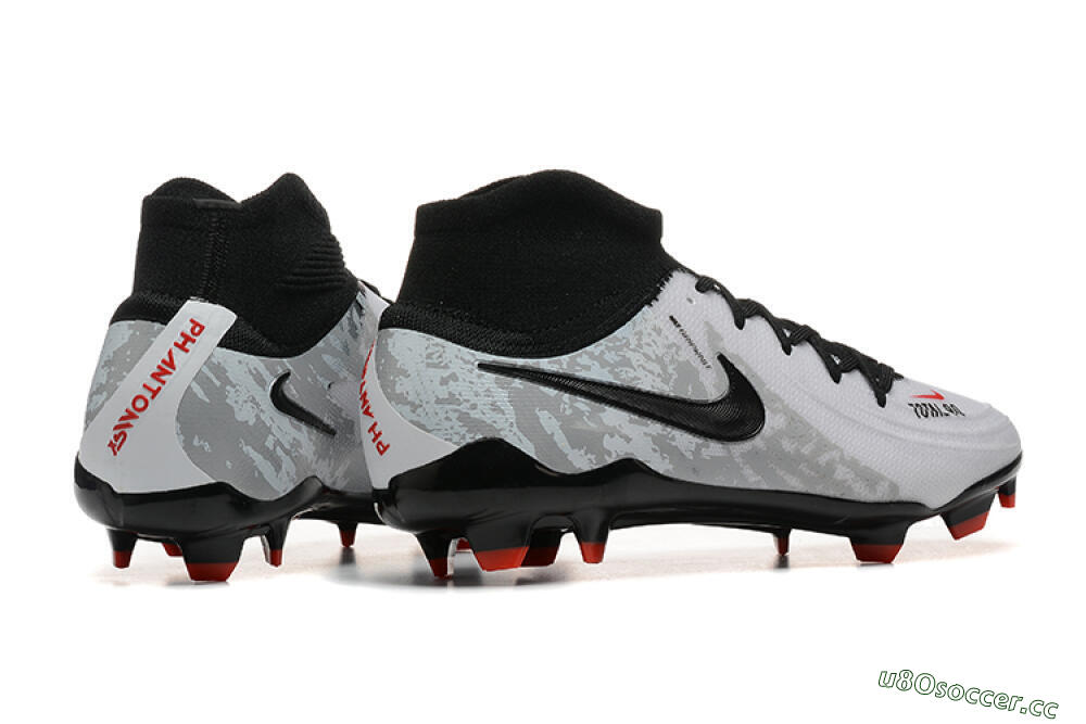 Men's Nike Phantom Luna Elite FG Firm Ground High-Tops Football Boots - White/Red/Black/Grey 9