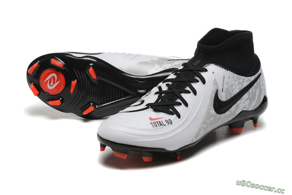 Men's Nike Phantom Luna Elite FG Firm Ground High-Tops Football Boots - White/Red/Black/Grey 3