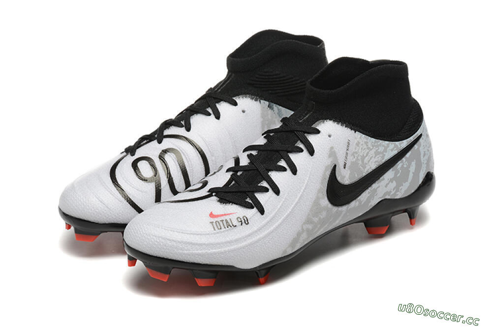 Men's Nike Phantom Luna Elite FG Firm Ground High-Tops Football Boots - White/Red/Black/Grey 5