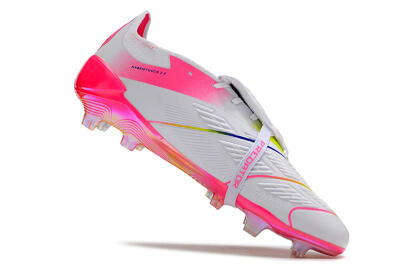 Men's Adidas Predator Accuracy+ Laceless FG Firm Ground Low-Tops Football Boots - White/Pink/Purple