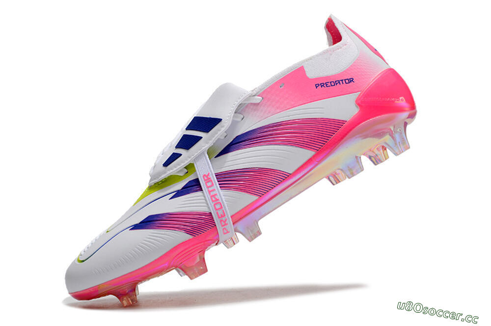 Men's Adidas Predator Accuracy+ Laceless FG Firm Ground Low-Tops Football Boots - White/Pink/Purple 5