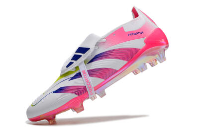 Men's Adidas Predator Accuracy+ Laceless FG Firm Ground Low-Tops Football Boots - White/Pink/Purple