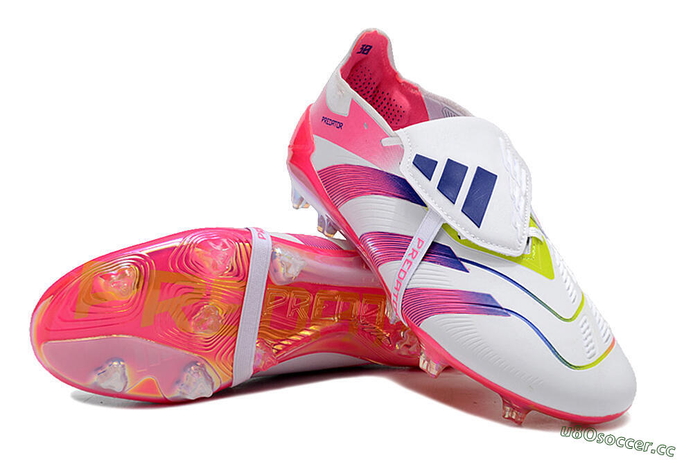 Men's Adidas Predator Accuracy+ Laceless FG Firm Ground Low-Tops Football Boots - White/Pink/Purple 3