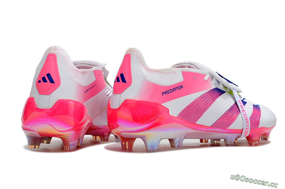 Men's Adidas Predator Accuracy+ Laceless FG Firm Ground Low-Tops Football Boots - White/Pink/Purple 6