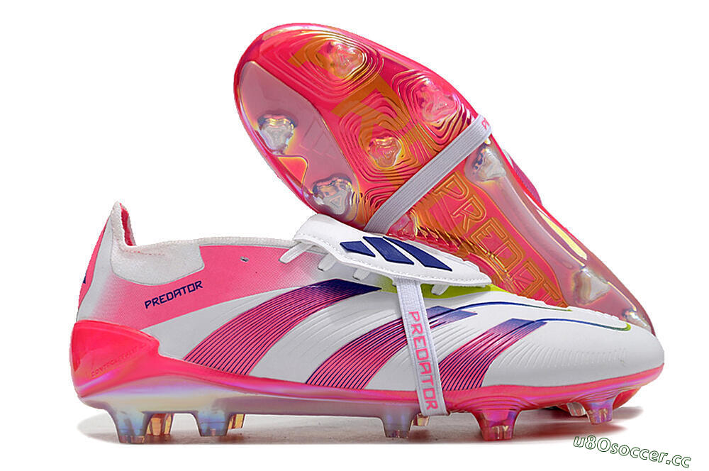 Men's Adidas Predator Accuracy+ Laceless FG Firm Ground Low-Tops Football Boots - White/Pink/Purple 2