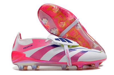 Men's Adidas Predator Accuracy+ Laceless FG Firm Ground Low-Tops Football Boots - White/Pink/Purple