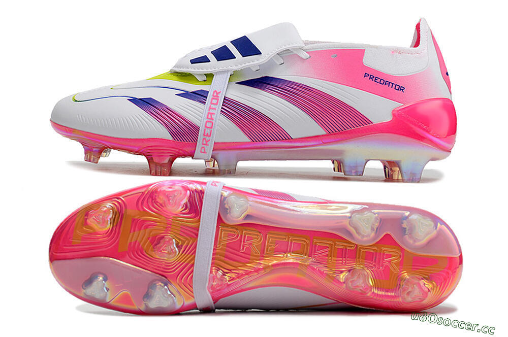Men's Adidas Predator Accuracy+ Laceless FG Firm Ground Low-Tops Football Boots - White/Pink/Purple 1