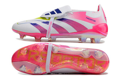 Men's Adidas Predator Accuracy+ Laceless FG Firm Ground Low-Tops Football Boots - White/Pink/Purple