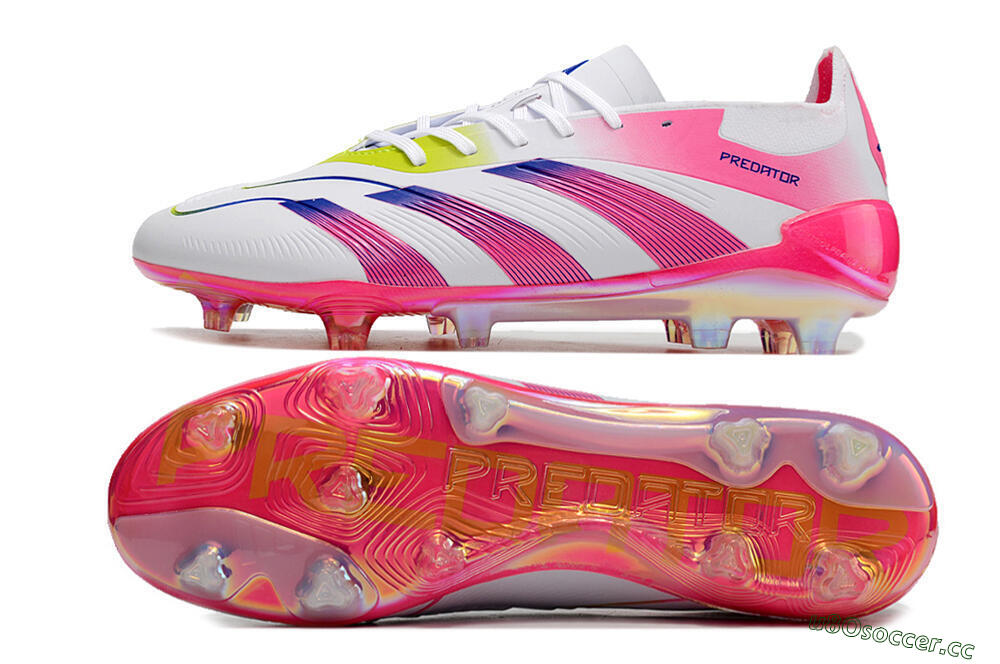 Men's Adidas Predator Accuracy Elite FG Firm Ground Low-Tops Football Boots - White/Pink/Purple 1
