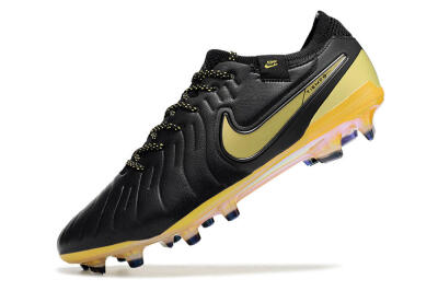 Men's Nike Tiempo Legend 10 Elite FG Firm Ground Low-Tops Football Boots - Black/Gold