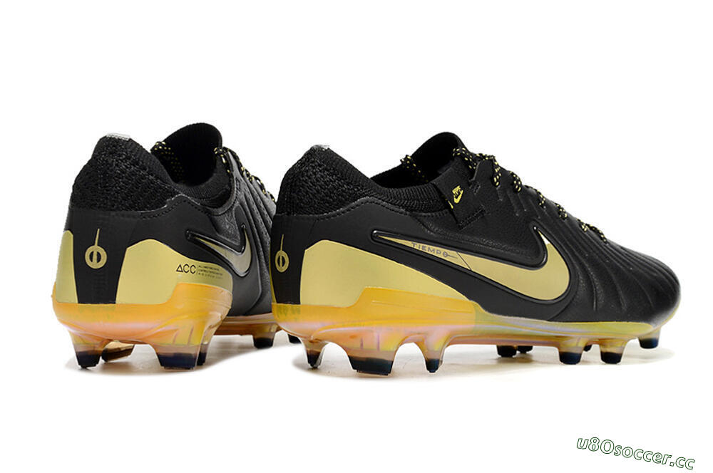 Men's Nike Tiempo Legend 10 Elite FG Firm Ground Low-Tops Football Boots - Black/Gold 6