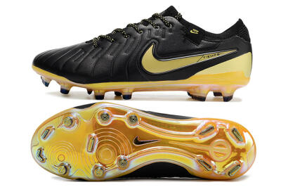 Men's Nike Tiempo Legend 10 Elite FG Firm Ground Low-Tops Football Boots - Black/Gold