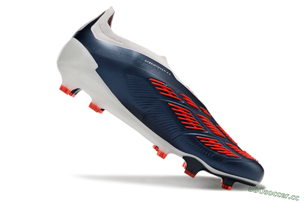 Men's Adidas Predator Accuracy+ Laceless FG Firm Ground Low-Tops Football Boots - Silver/Blue/Red 4