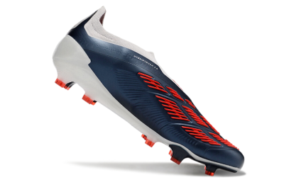Men's Adidas Predator Accuracy+ Laceless FG Firm Ground Low-Tops Football Boots - Silver/Blue/Red