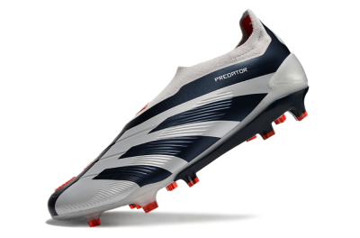 Men's Adidas Predator Accuracy+ Laceless FG Firm Ground Low-Tops Football Boots - Silver/Blue/Red