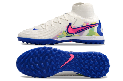 Men's Nike Phantom GX 2 Luna Elite TF Artificial Turf High-Tops Football Shoes - White/Blue/Pink