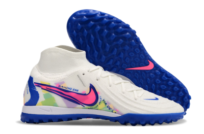 Men's Nike Phantom GX 2 Luna Elite TF Artificial Turf High-Tops Football Shoes - White/Blue/Pink