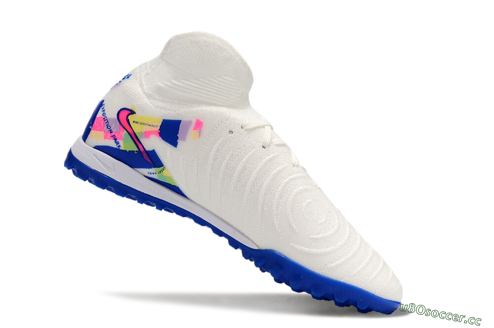 Men's Nike Phantom GX 2 Luna Elite TF Artificial Turf High-Tops Football Shoes - White/Blue/Pink 4