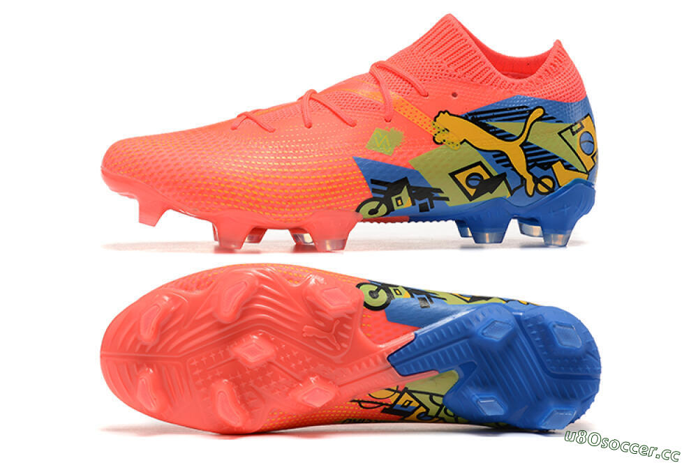 Men's Puma Future Ultimate FG Firm Ground Low-Tops Football Boots - Red/Blue/Yellow 1