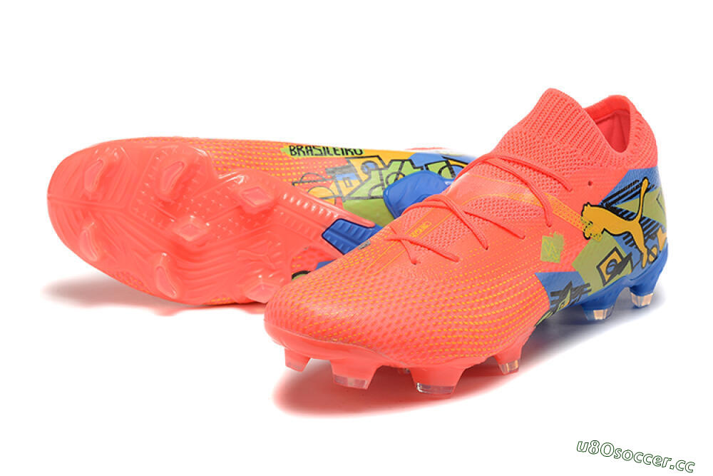 Men's Puma Future Ultimate FG Firm Ground Low-Tops Football Boots - Red/Blue/Yellow 3