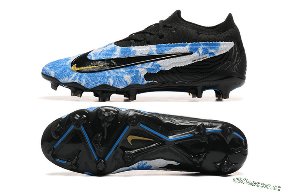 Men's Nike Phantom GX Elite FG Firm Ground Low-Tops Football Boots - Blue/Grey/Black/Gold 1