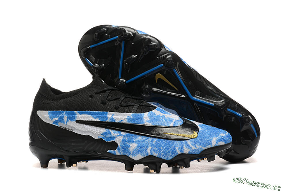 Men's Nike Phantom GX Elite FG Firm Ground Low-Tops Football Boots - Blue/Grey/Black/Gold 2