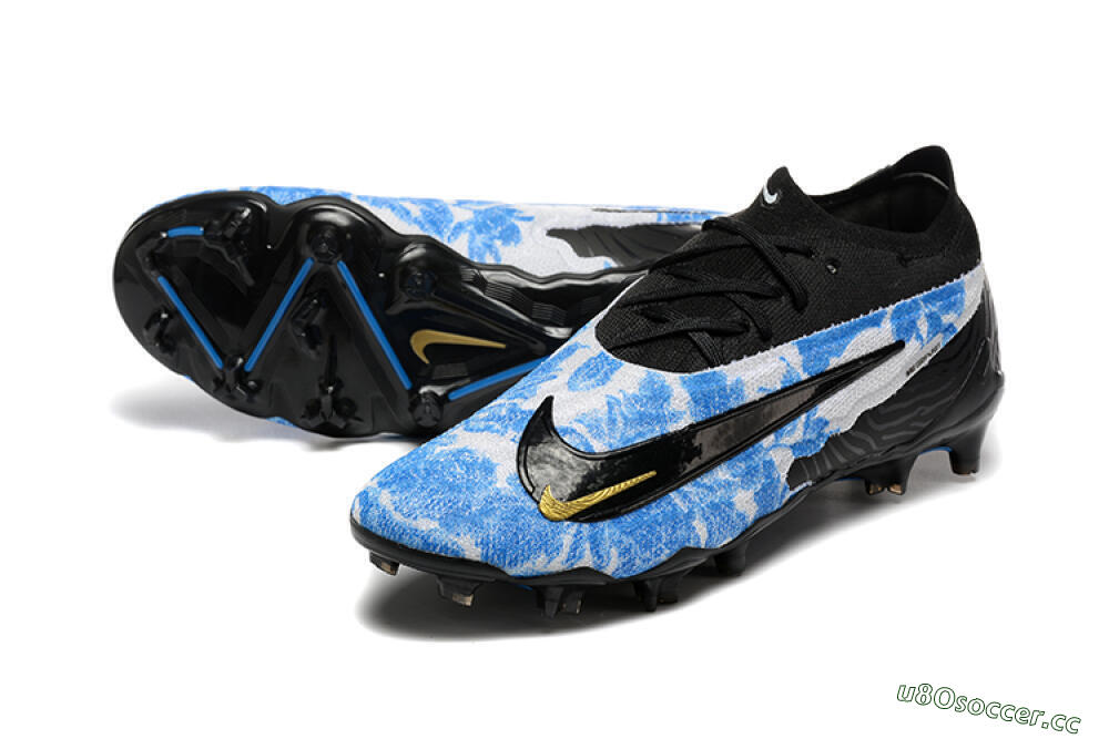 Men's Nike Phantom GX Elite FG Firm Ground Low-Tops Football Boots - Blue/Grey/Black/Gold 3