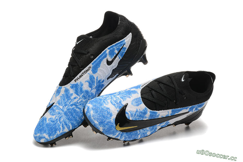 Men's Nike Phantom GX Elite FG Firm Ground Low-Tops Football Boots - Blue/Grey/Black/Gold 6