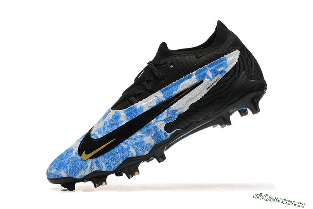 Men's Nike Phantom GX Elite FG Firm Ground Low-Tops Football Boots - Blue/Grey/Black/Gold 8