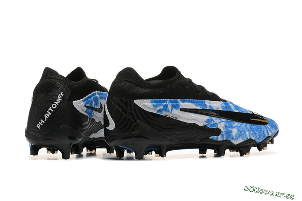 Men's Nike Phantom GX Elite FG Firm Ground Low-Tops Football Boots - Blue/Grey/Black/Gold 9